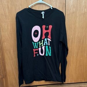Bella Canvas Black Long Sleeve Tee with Colorful 'Oh What Fun' Print